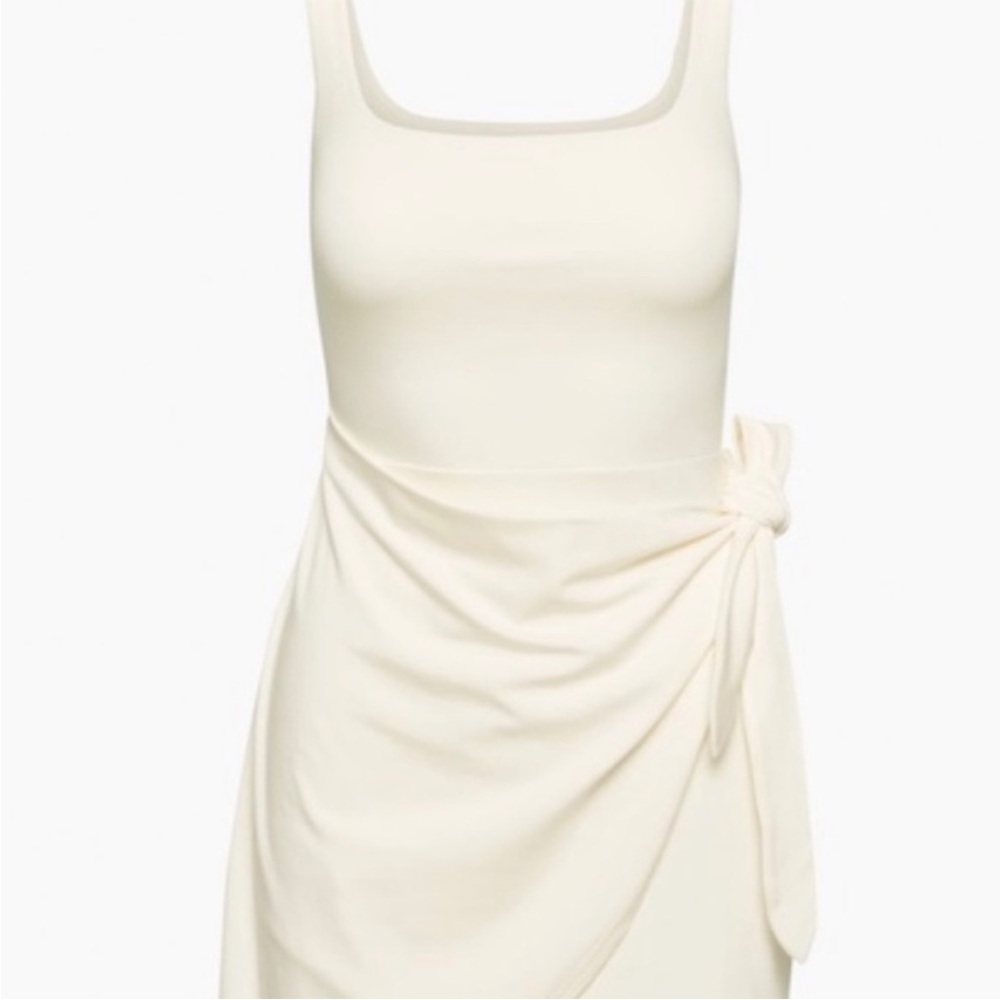 Wilfred Cream Square-Neck Tie-Waist Mini Dress